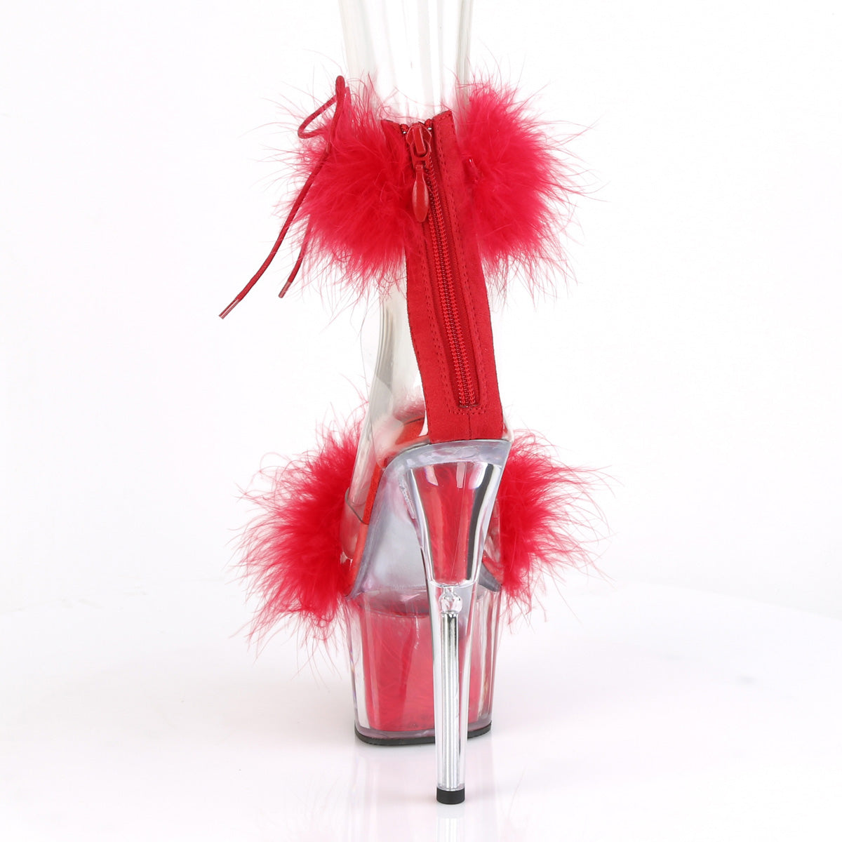 Pleaser Womens Sandals ADORE-724F Clr-Red Fur/Red Fur