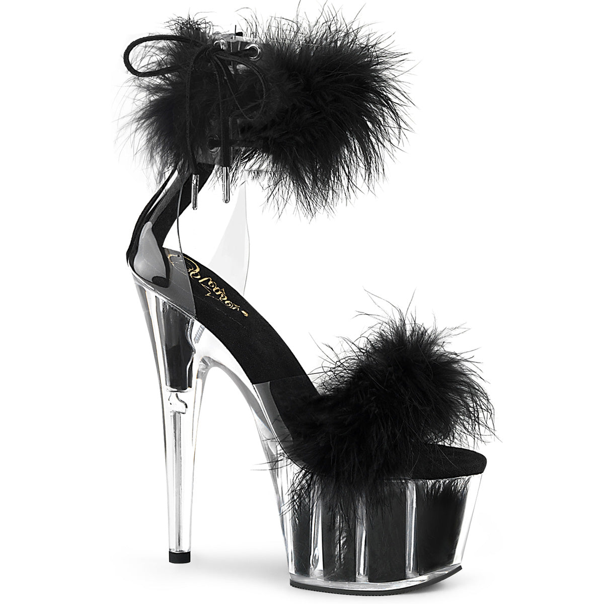 Pleaser Sandales pour femmes ADORE-724f CLR-BLK FUR / BLK FUR