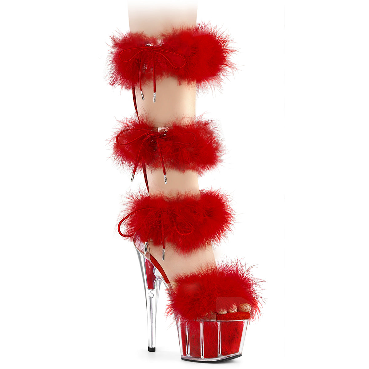 Pleaser ADORE-728F Clr-Red Fur/M