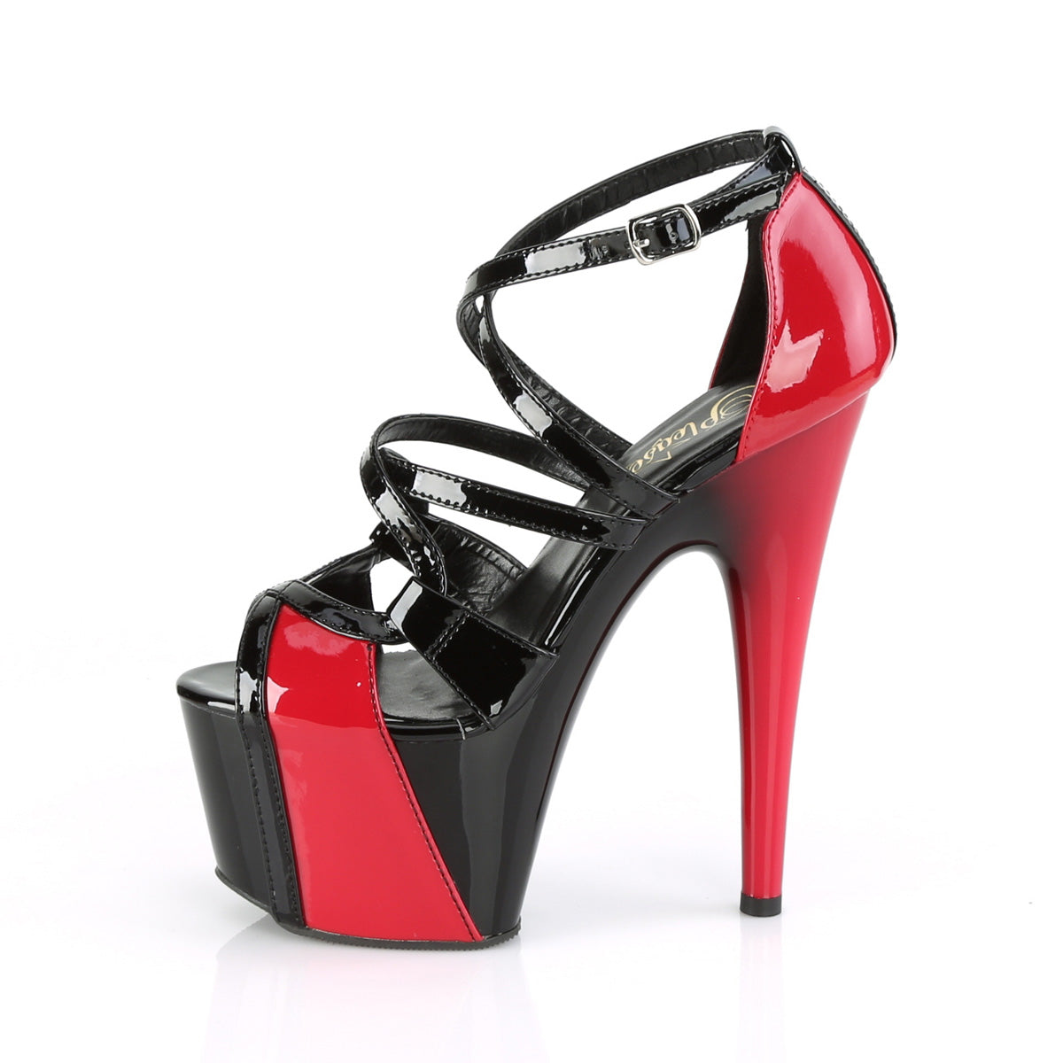 Pleaser Sandales pour femmes ADORE-764 BLK-ROUGE PAT / BLK-RED