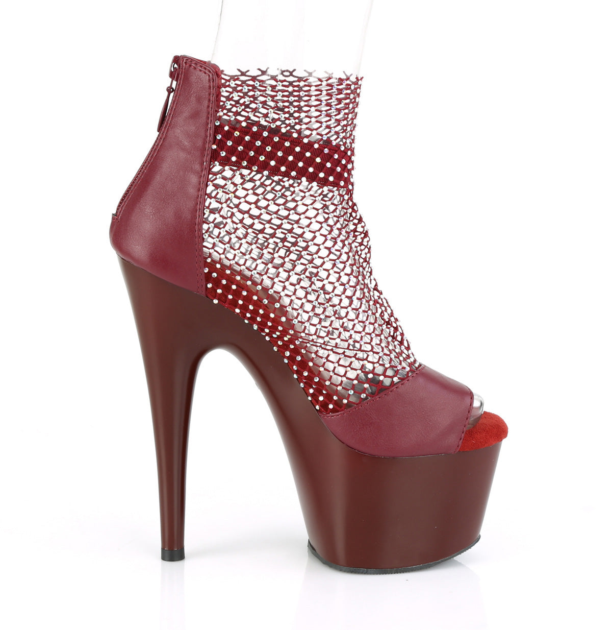 Pleaser Sandales pour femmes ADORE-765rm Bourgogne F.Leam-Rs maillage / Bourgogne Matt
