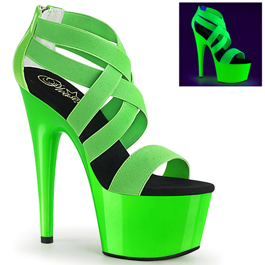 Pleaser Sandales pour femmes ADORE-769UV Néon Green Band-Bande-Brevet / Néon Vert