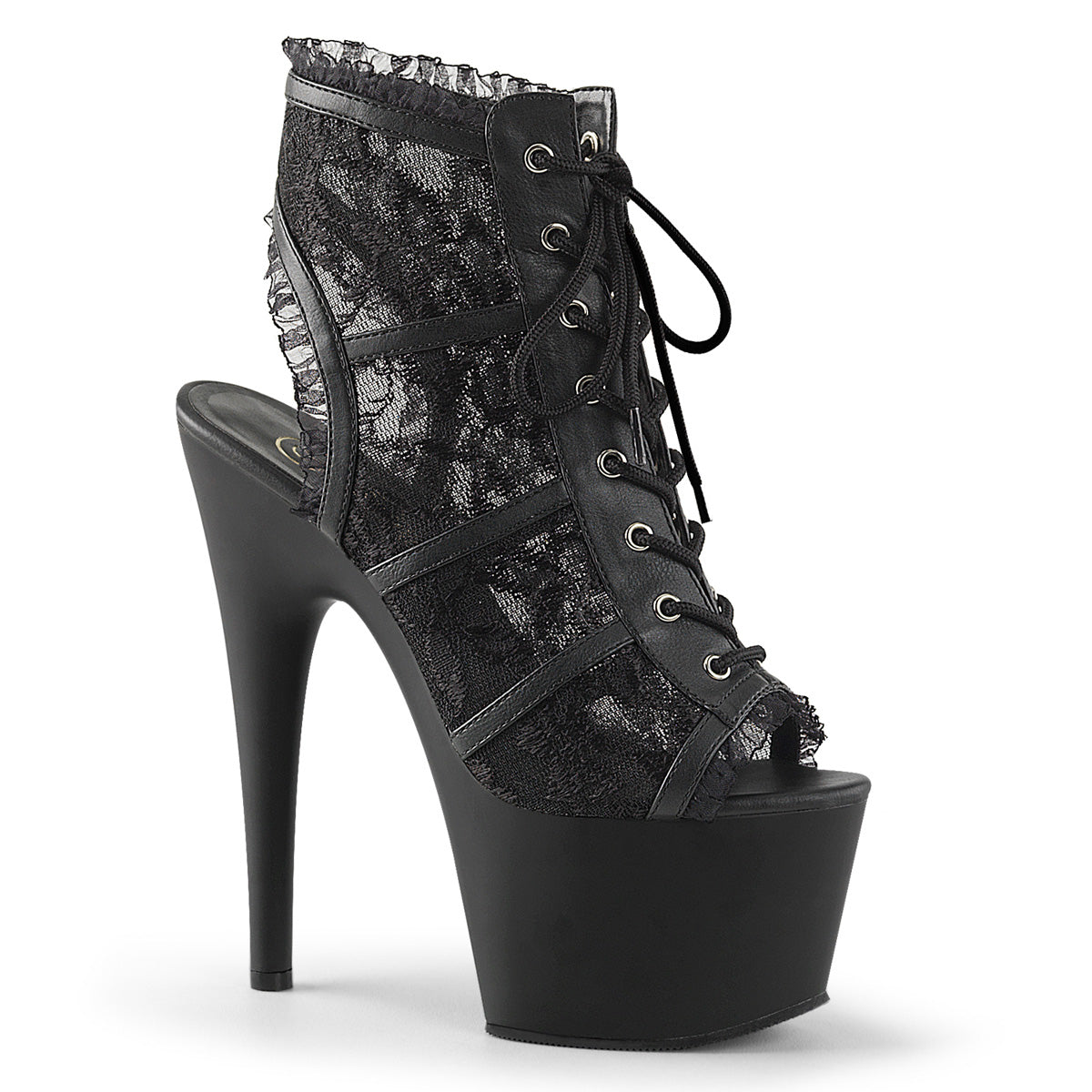 Pleaser Bottines pour femmes ADORE-796LC BLK MESH DACE / BLK MATTE