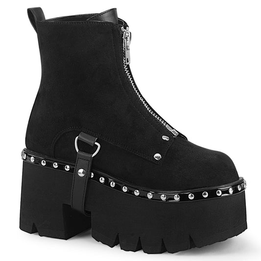 DemoniaCult Bottes de cheville des femmes ASHES-100 Blk Vegan Suede-Blk V. Le