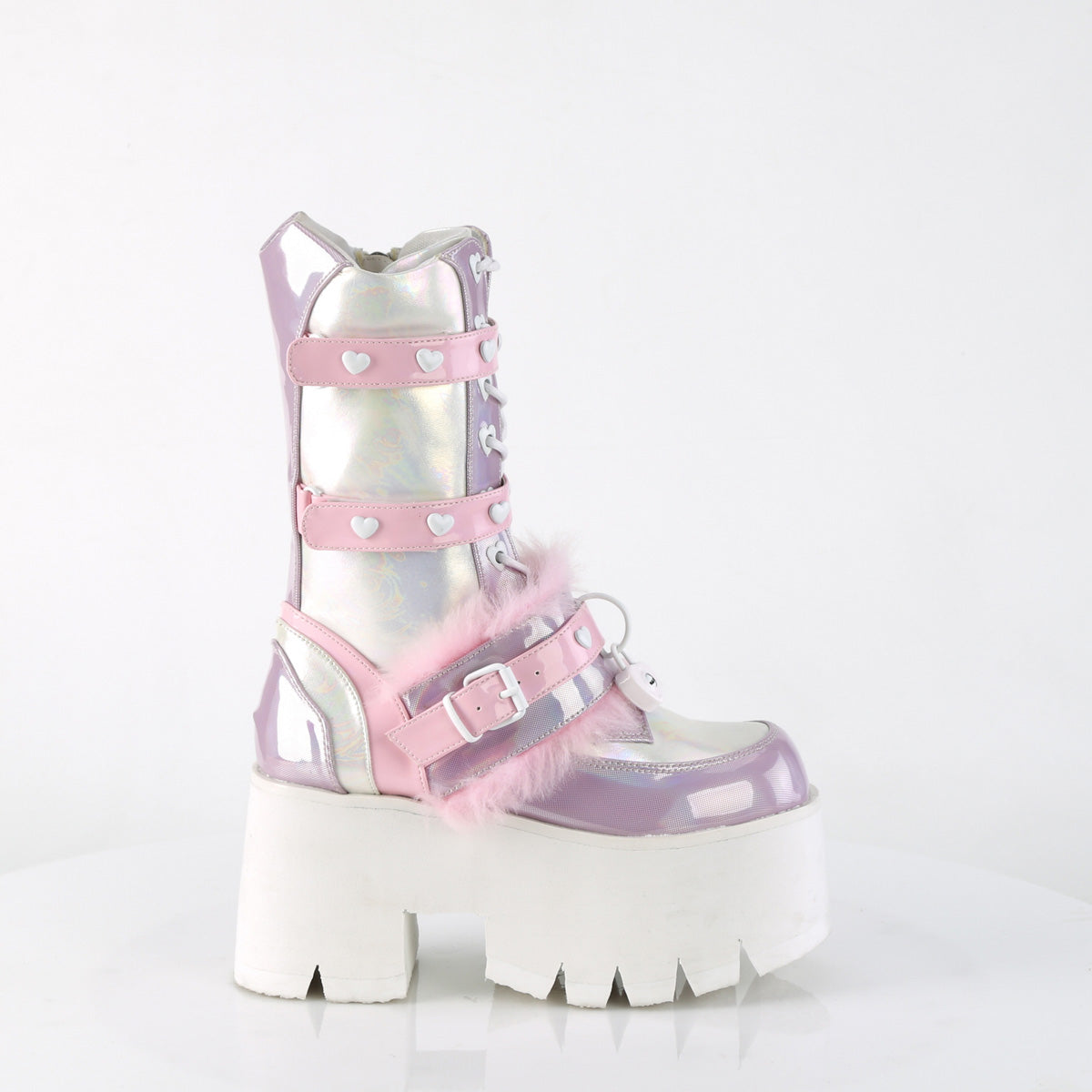 DemoniaCult Boots ASHES-120 B.Pink-Lavender Holographic Pat