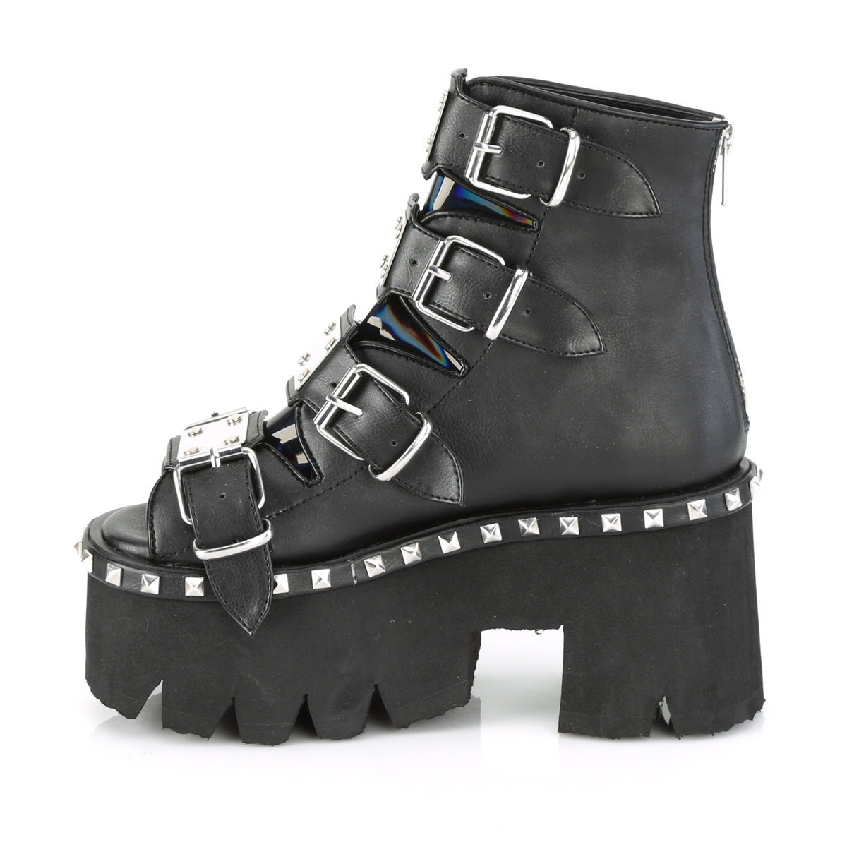 DemoniaCult Women's Ankle Boots ASHES-70 Blk V. Le & Hologram
