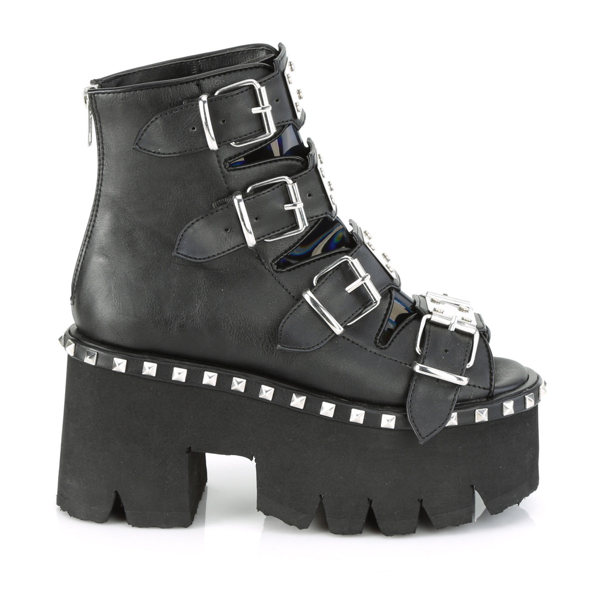 DemoniaCult Women's Ankle Boots ASHES-70 Blk V. Le & Hologram