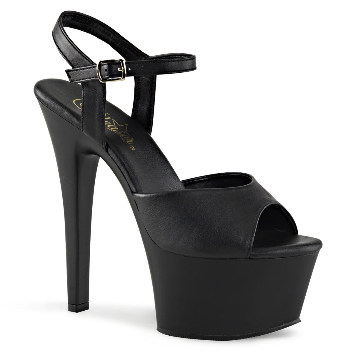 Pleaser Sandales pour femmes ASPIRE-609 Blk Faux Cuir / Blk Matte