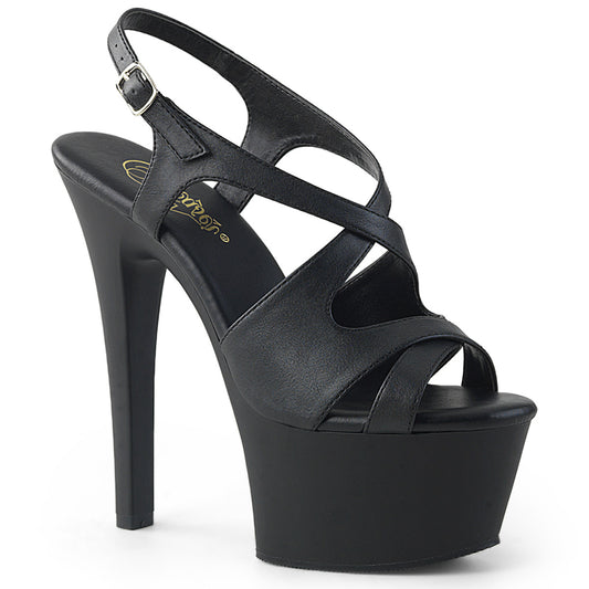 Pleaser Sandales pour femmes ASPIRE-630 BLK FAUX CUIR / BLK MATTE