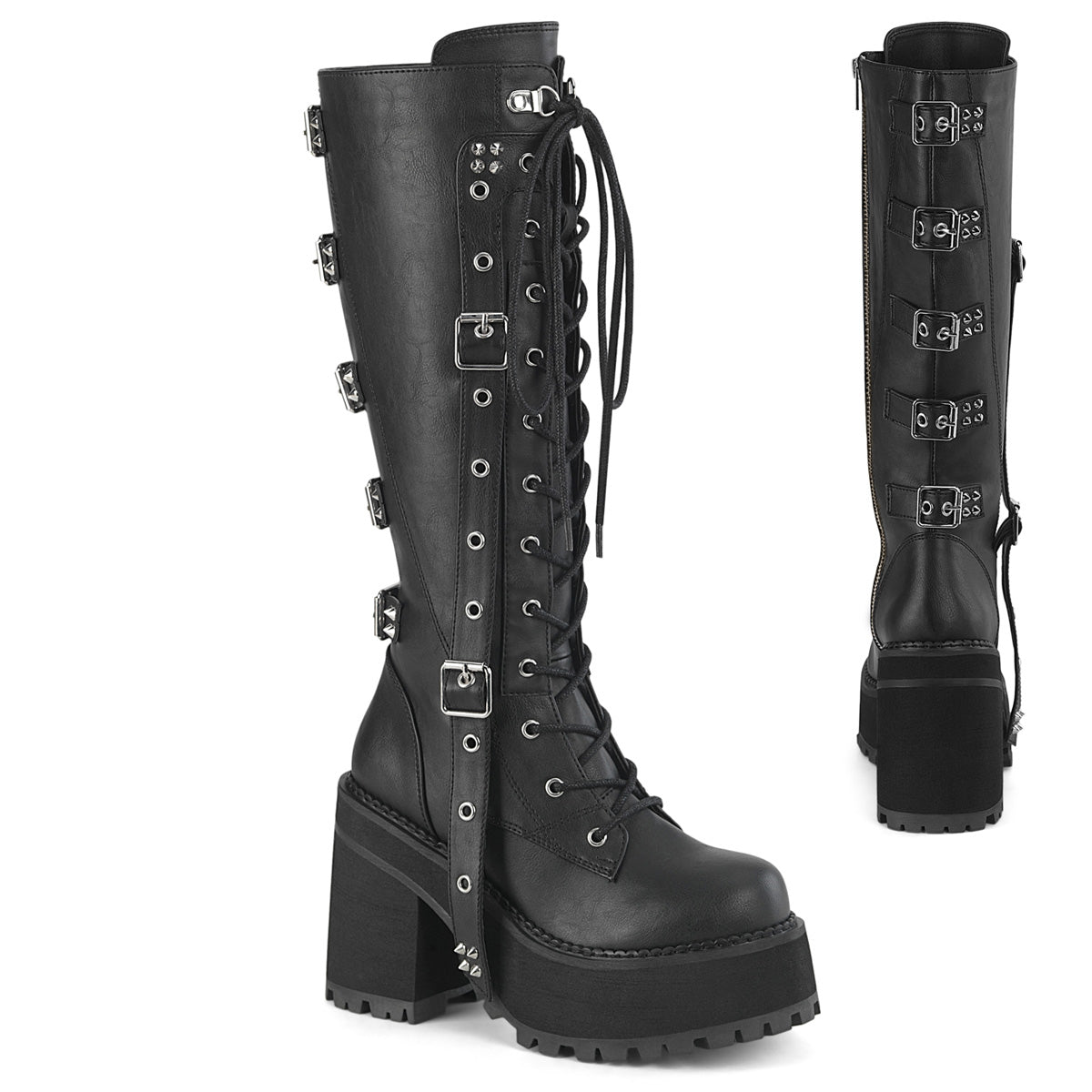 DemoniaCult ASSAULT-218 Cuir végétalien BLK