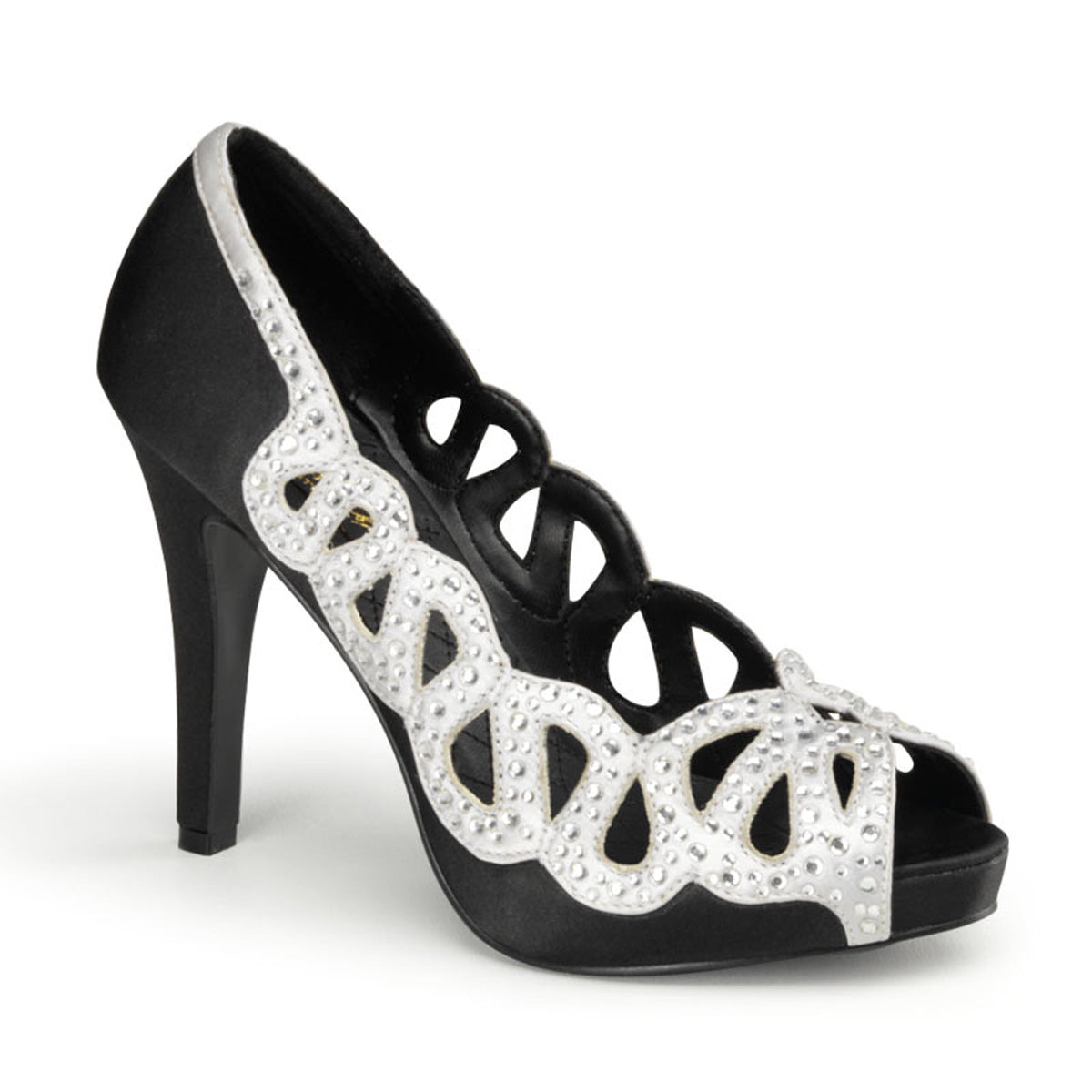 Pin Up Couture Pompes pour femmes AVA-12 Blk-Silver Satin