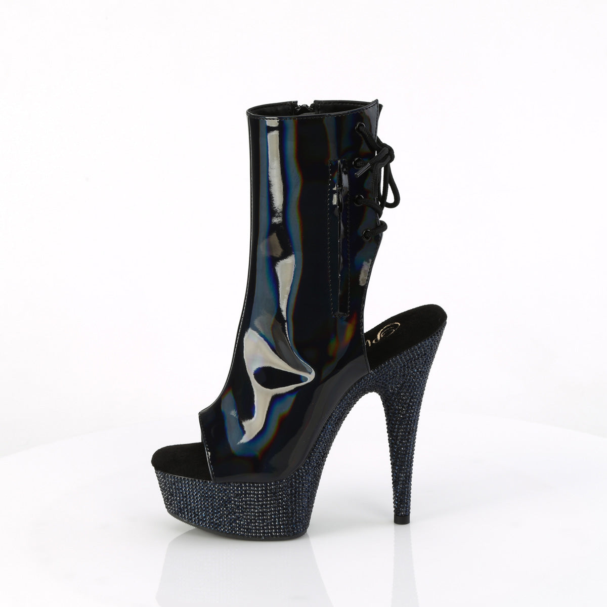 Pleaser Ankle Boots BEJEWELED-1018DM-6 Blk Holo Pat/Midnight Blk RS