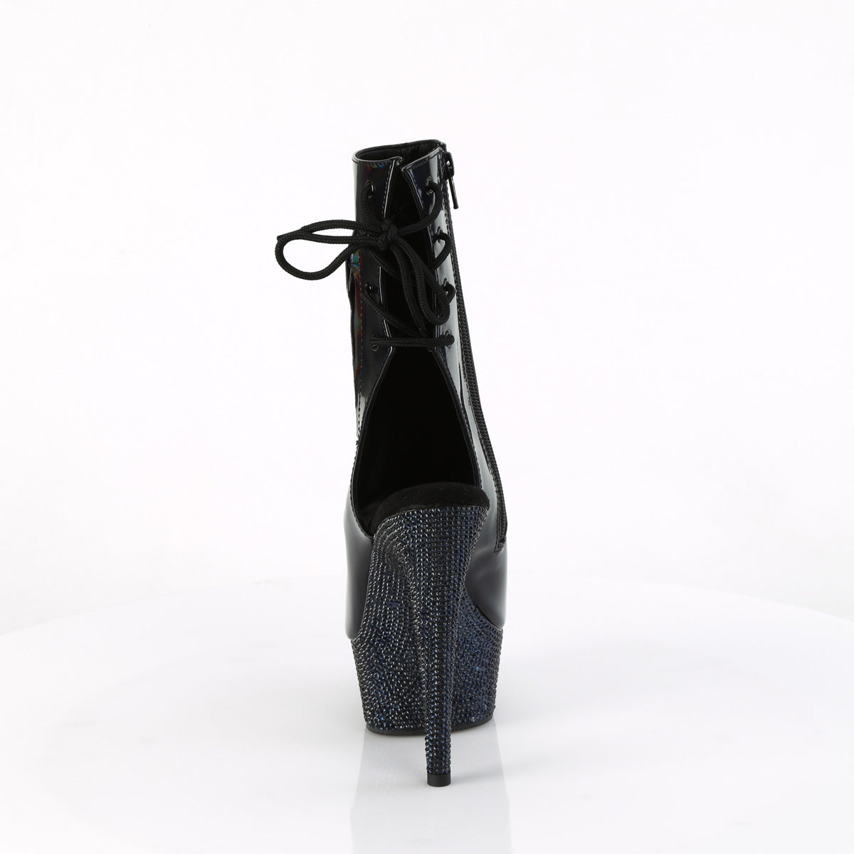 Pleaser Ankle Boots BEJEWELED-1018DM-6 Blk Holo Pat/Midnight Blk RS