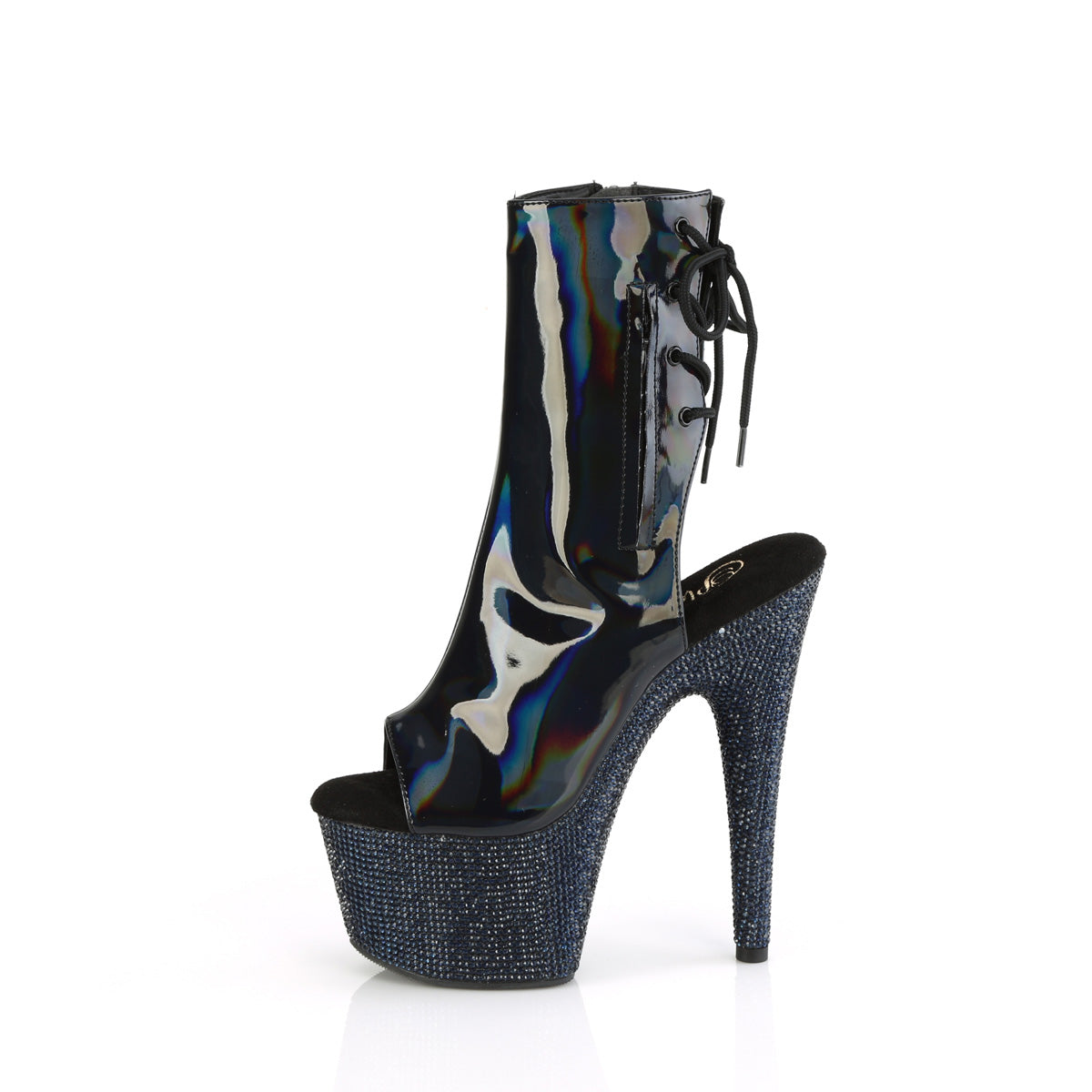 Pleaser Bottines BEJEWELED-1018DM-7 BLK HOLO PAT / MIDnight Blk RS