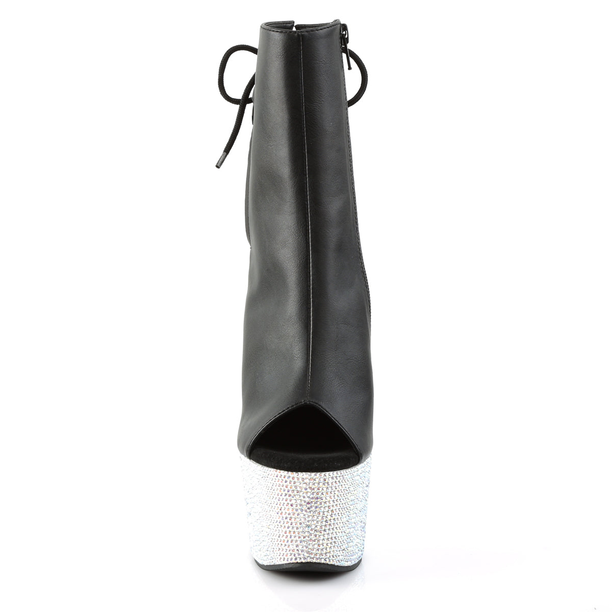 Pleaser Bottines pour femmes BEJEWELED-1018DM-7 BLK FAUX CUIR / SLV MULTI RS