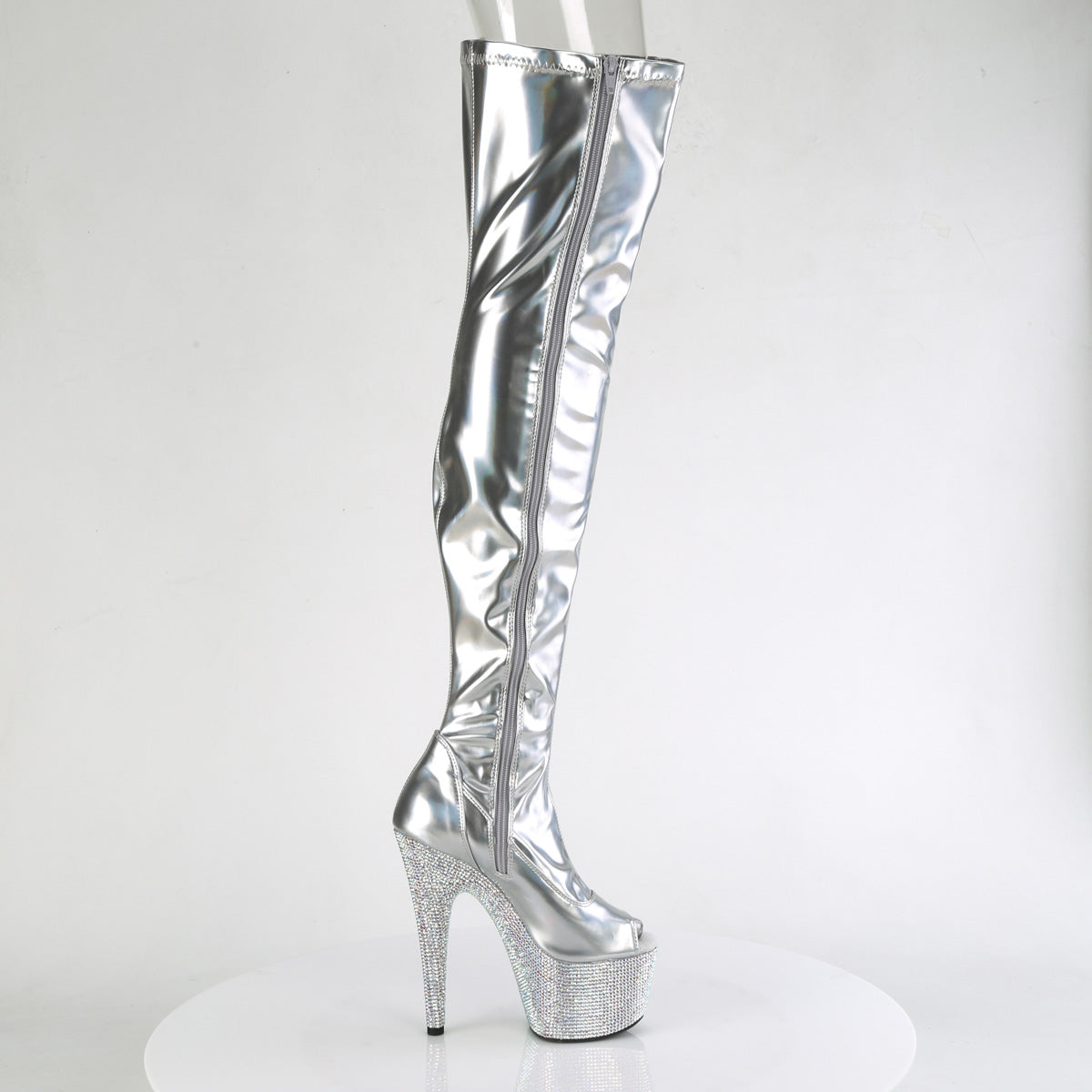 Pleaser Bottes BEJEWELED-3011-7 SLV Str Holo Pat / SLV AB RS