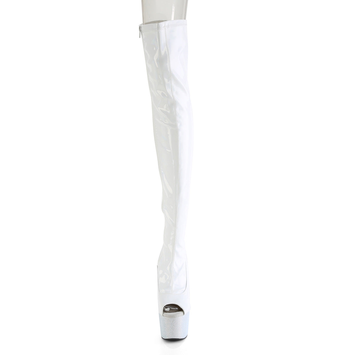 Pleaser Boots BEJEWELED-3011-7 Wht Str Holo Pat/Wht RS