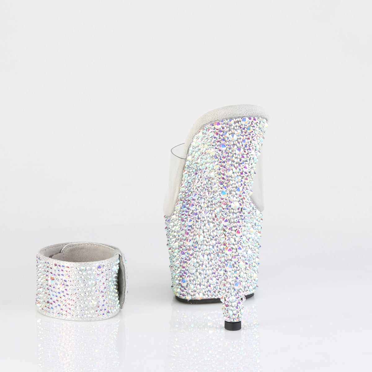 Pleaser Women's Platform Shoes BEJEWELED-712MS Clr/Slv AB RS