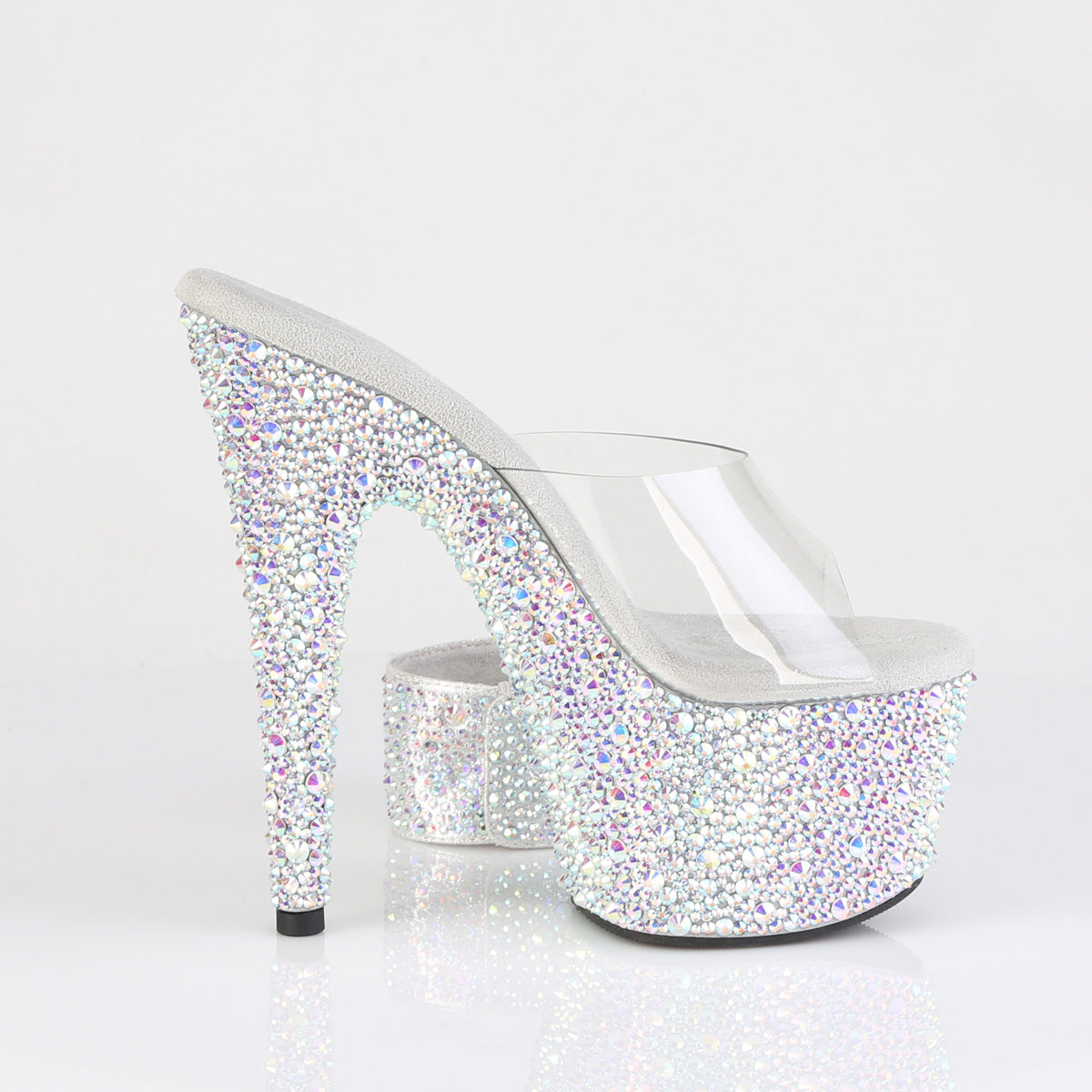 Pleaser Women's Platform Shoes BEJEWELED-712MS Clr/Slv AB RS