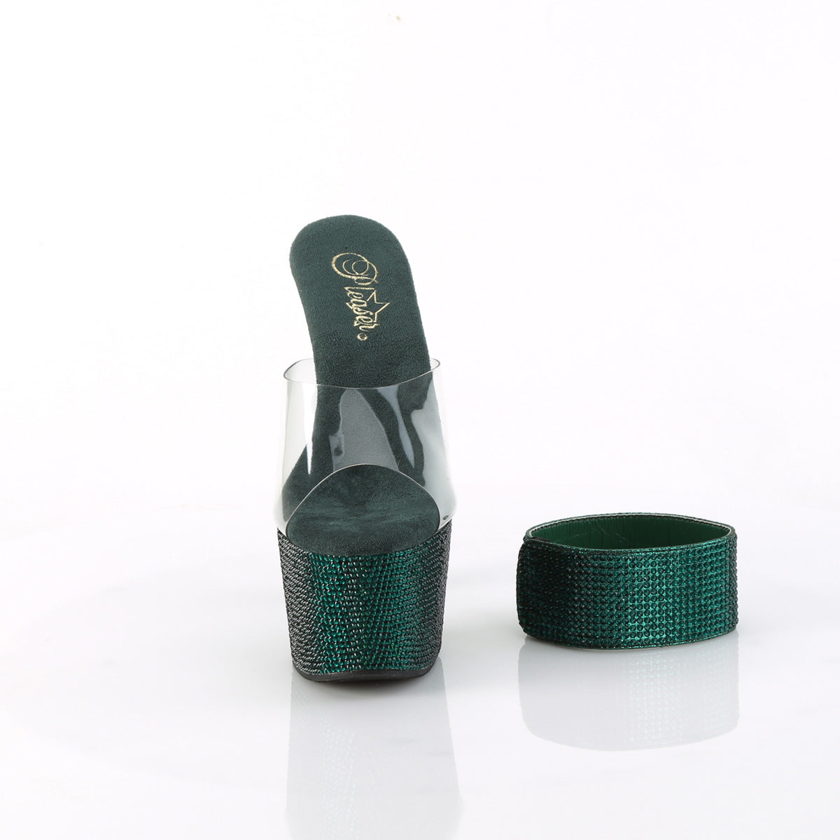 Pleaser Women's Platform Shoes BEJEWELED-712RS Clr/Emerald Green RS