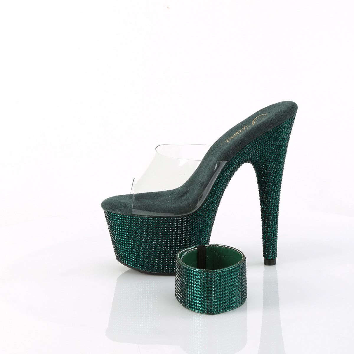 Pleaser Women's Platform Shoes BEJEWELED-712RS Clr/Emerald Green RS