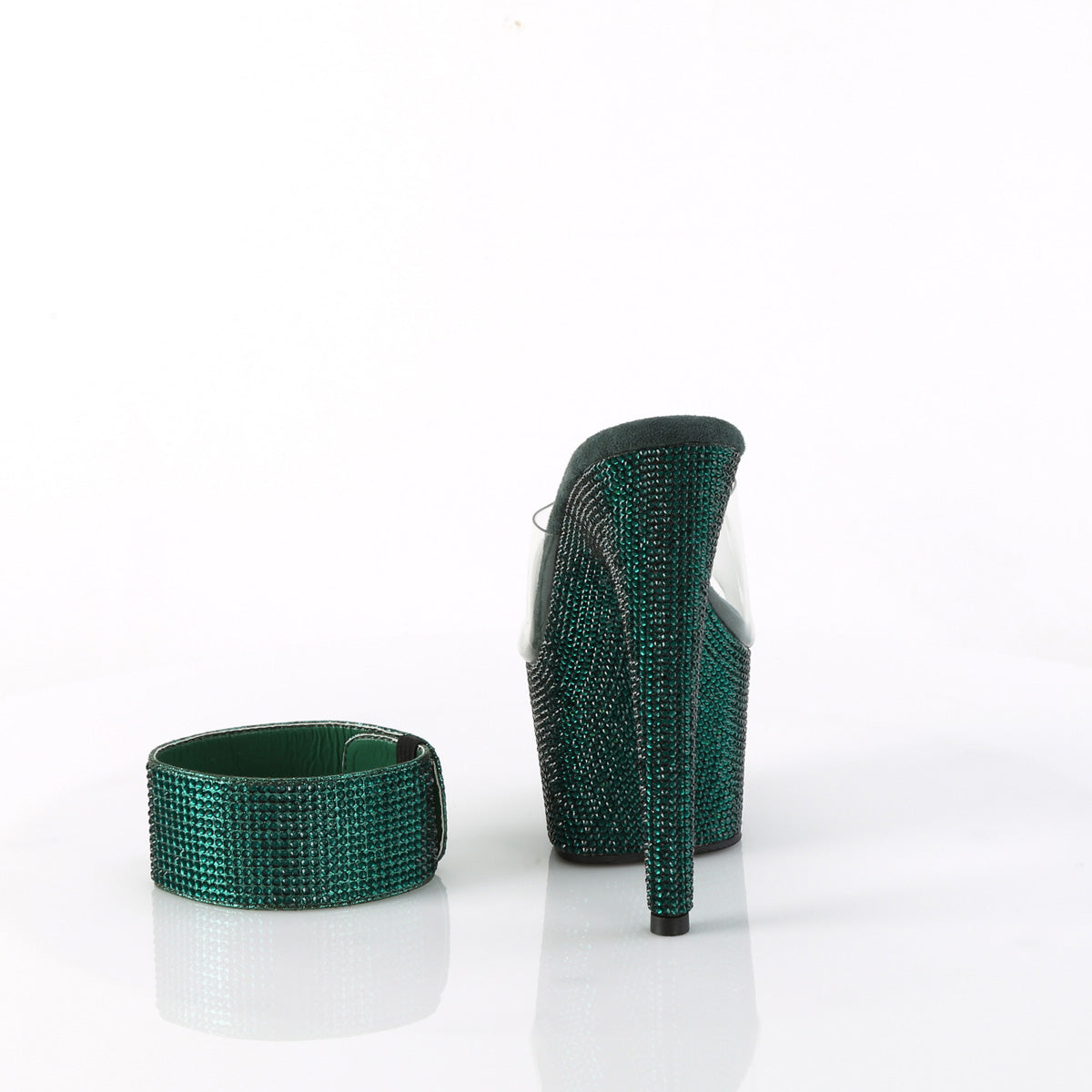 Pleaser Women's Platform Shoes BEJEWELED-712RS Clr/Emerald Green RS