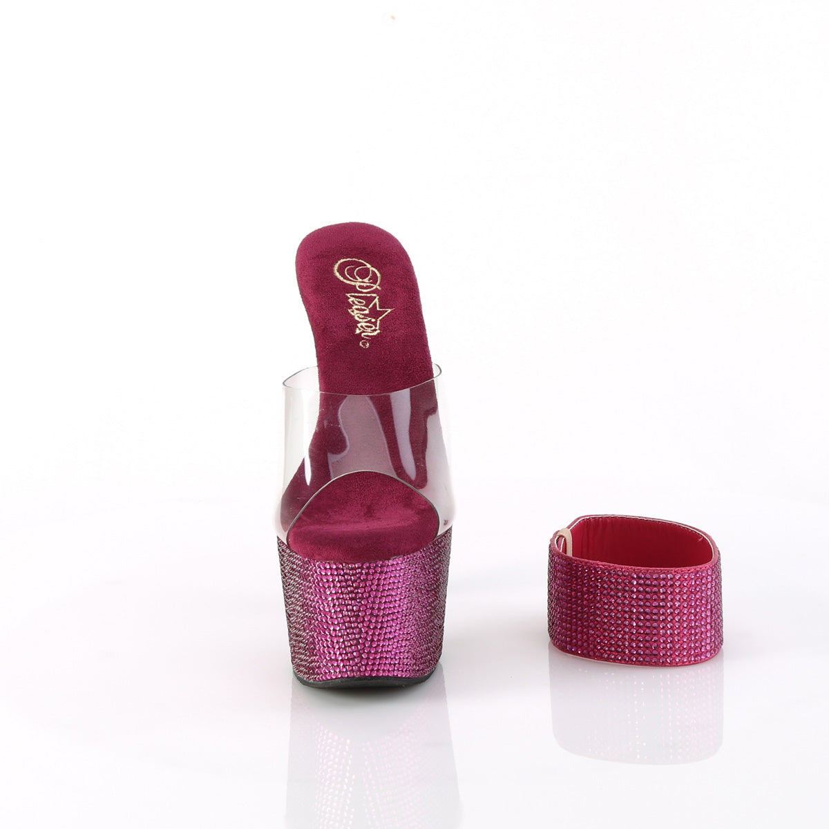 Pleaser Women's Platform Shoes BEJEWELED-712RS Clr/Fuchsia RS