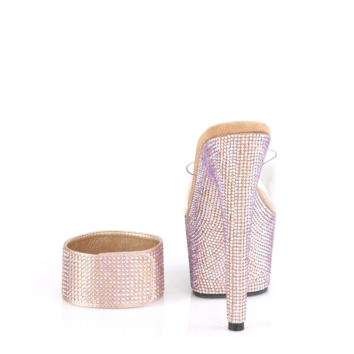 Pleaser Sandales pour femmes BEJEWELED-712RS CLR / Rose Gold Multi RS