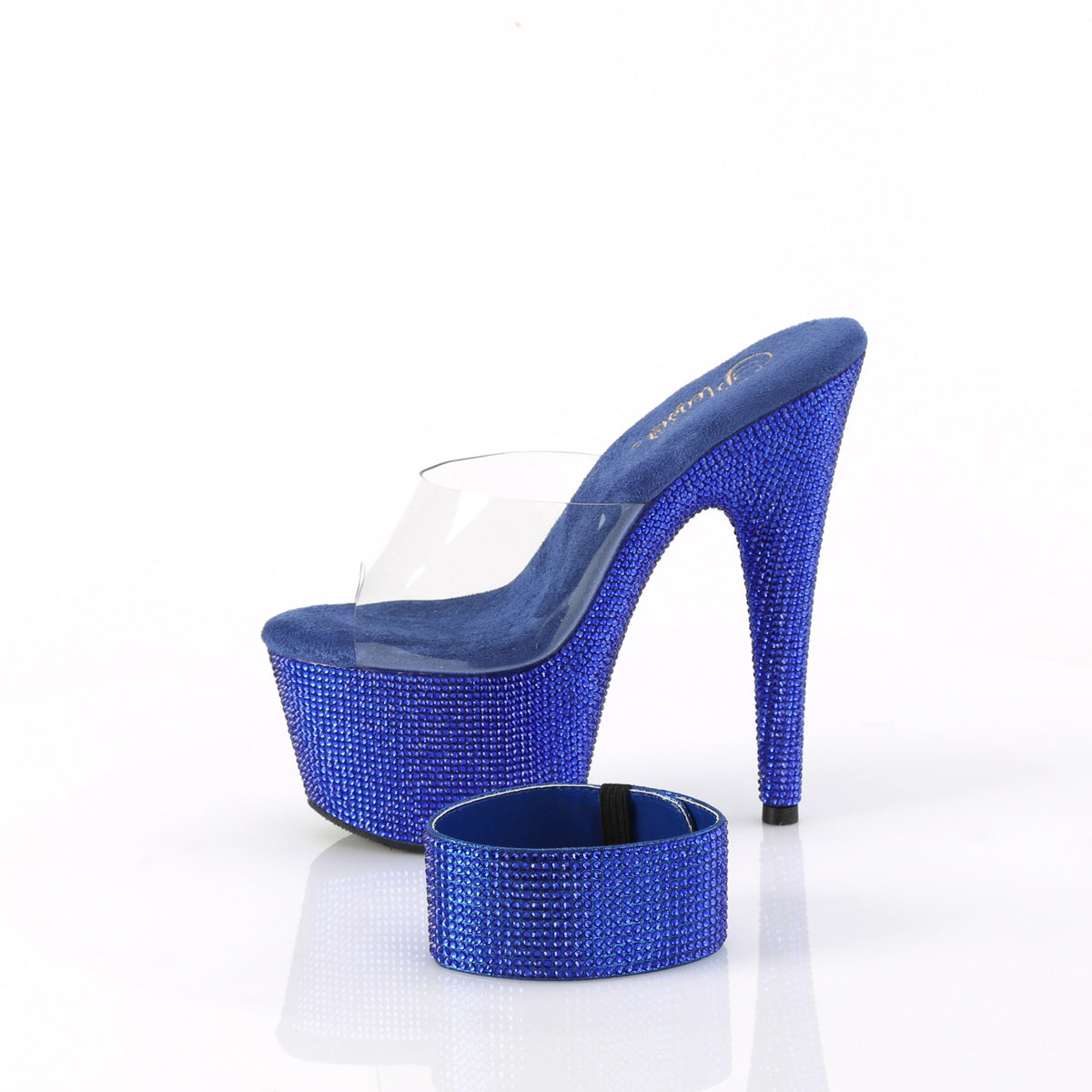 Pleaser Women's Platform Shoes BEJEWELED-712RS Clr/Royal Blue RS