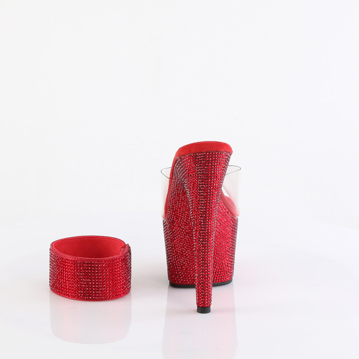 Pleaser Women's Platform Shoes BEJEWELED-712RS Clr/Ruby Red RS