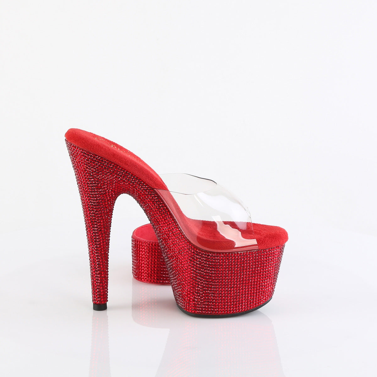Pleaser Women's Platform Shoes BEJEWELED-712RS Clr/Ruby Red RS