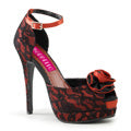 Bordello Pompes pour femmes BELLA-17 dentelle rouge satin-blk
