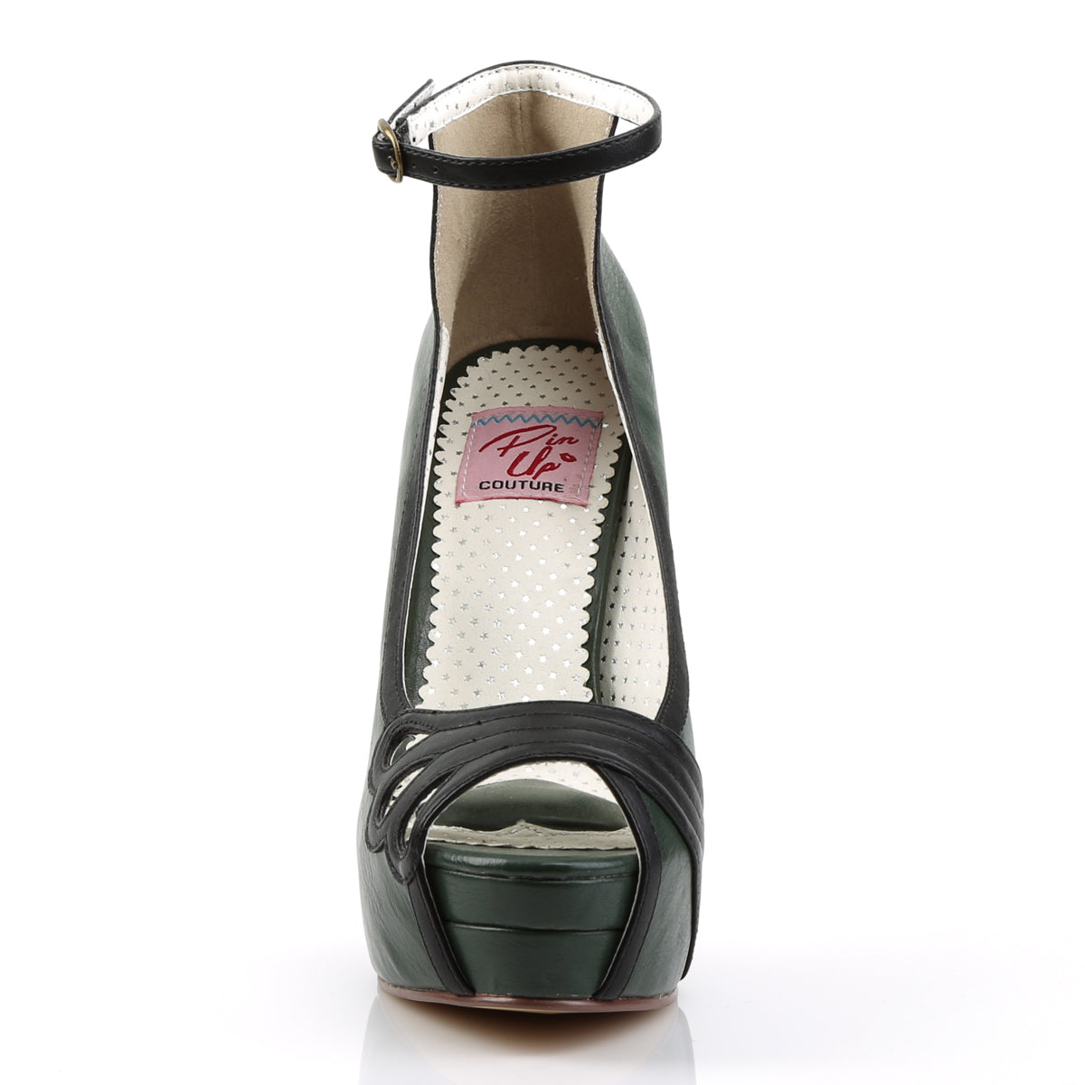 Pin Up Couture Pompes pour femmes BELLA-31 D. Green-Blk Faux Cuir