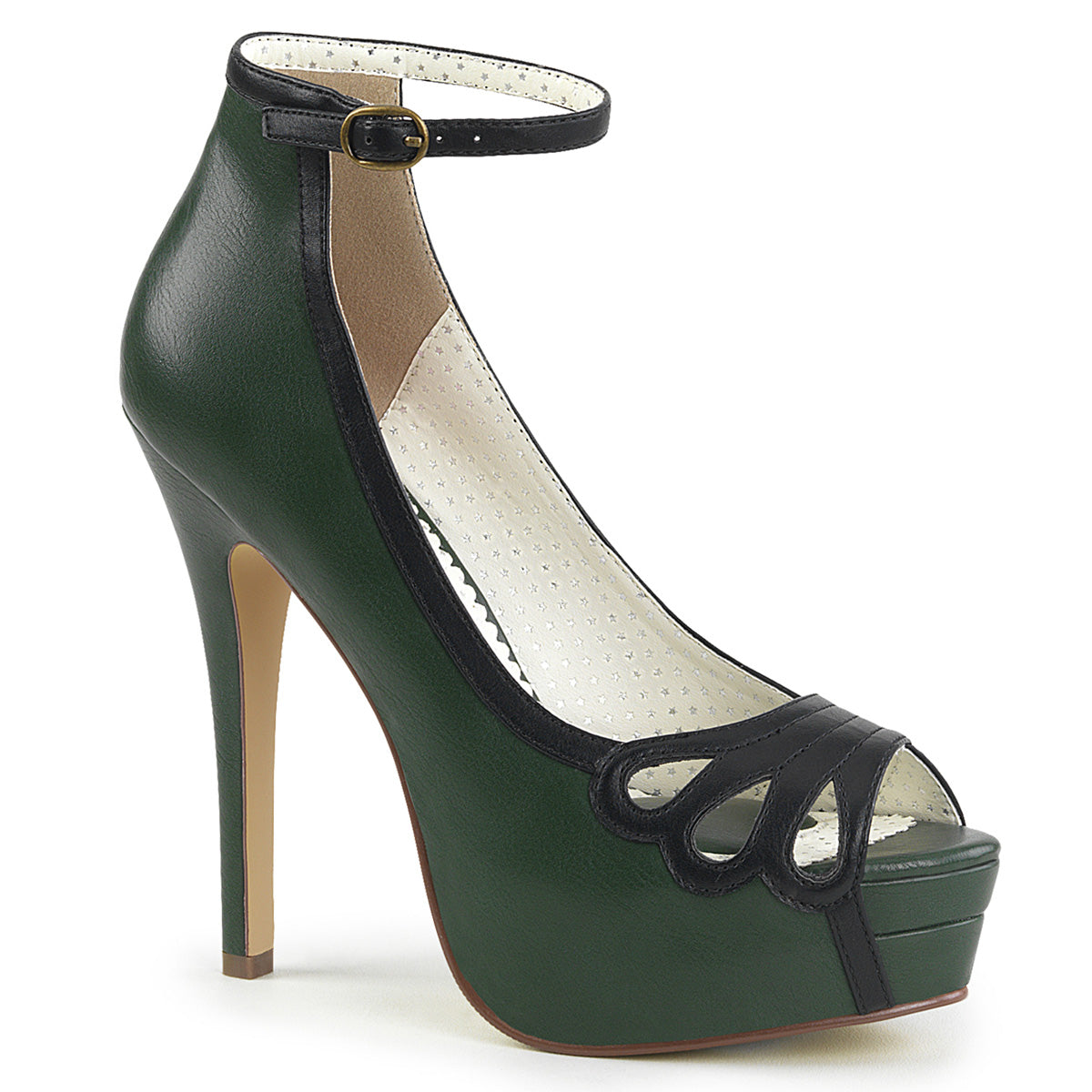 Pin Up Couture Pompes pour femmes BELLA-31 D. Green-Blk Faux Cuir