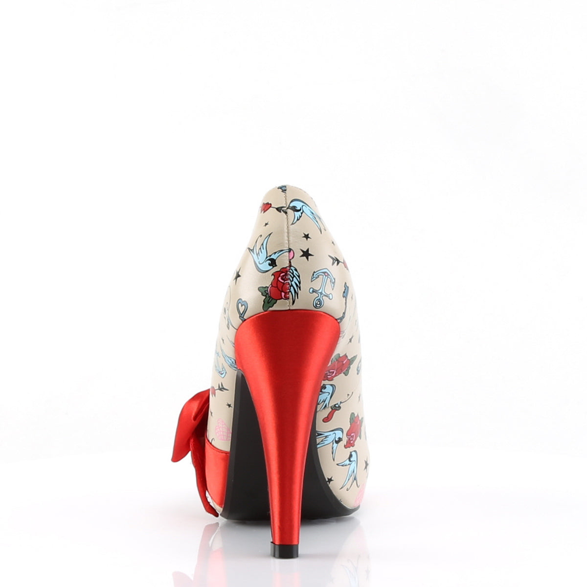 Pin Up Couture Aux femmes BETTIE-13 Satin Pu-Red à la crème (imprimé de tatouage)