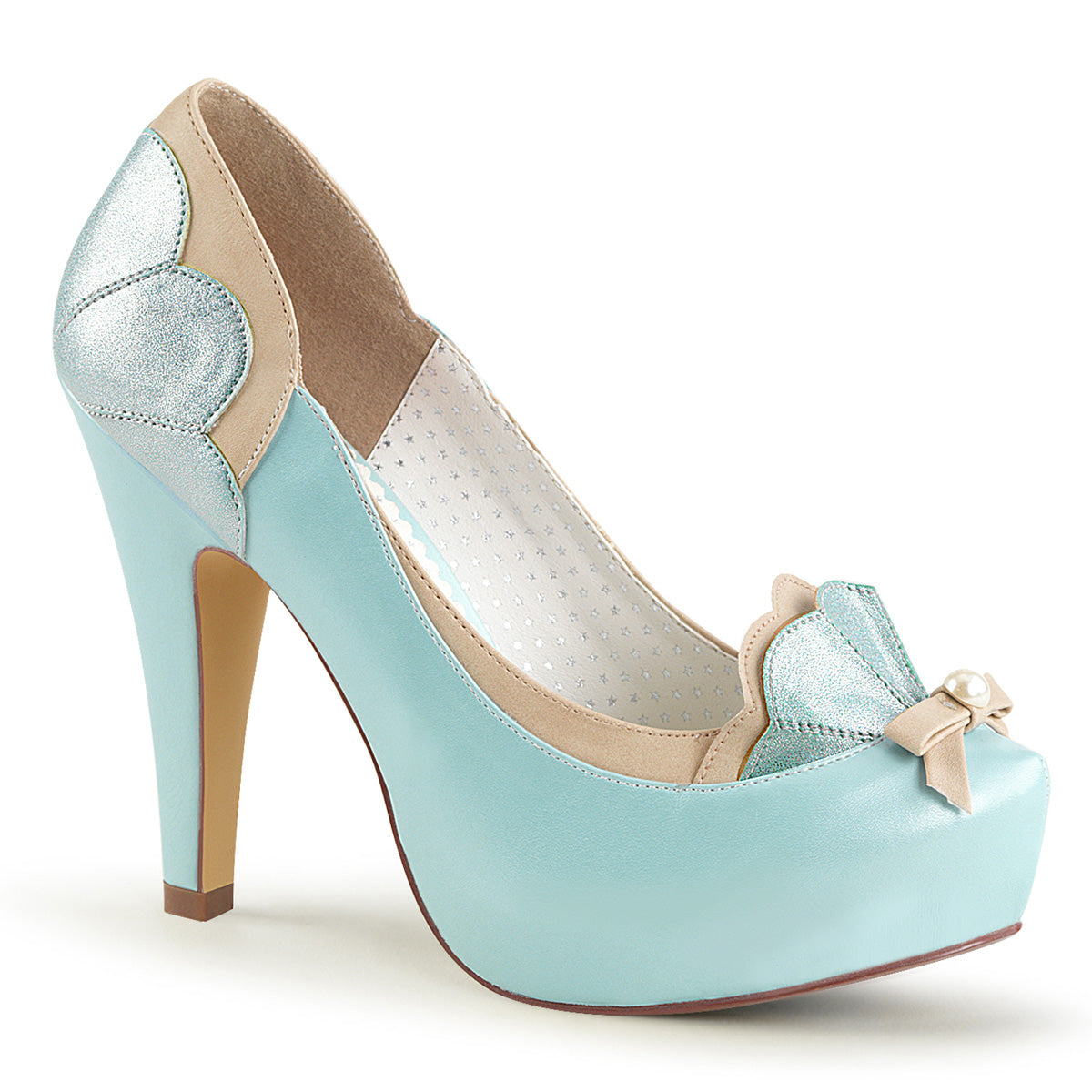 Pin Up Couture Pompes pour femmes BETTIE-20 B. Cuir Blue-Tan Faux