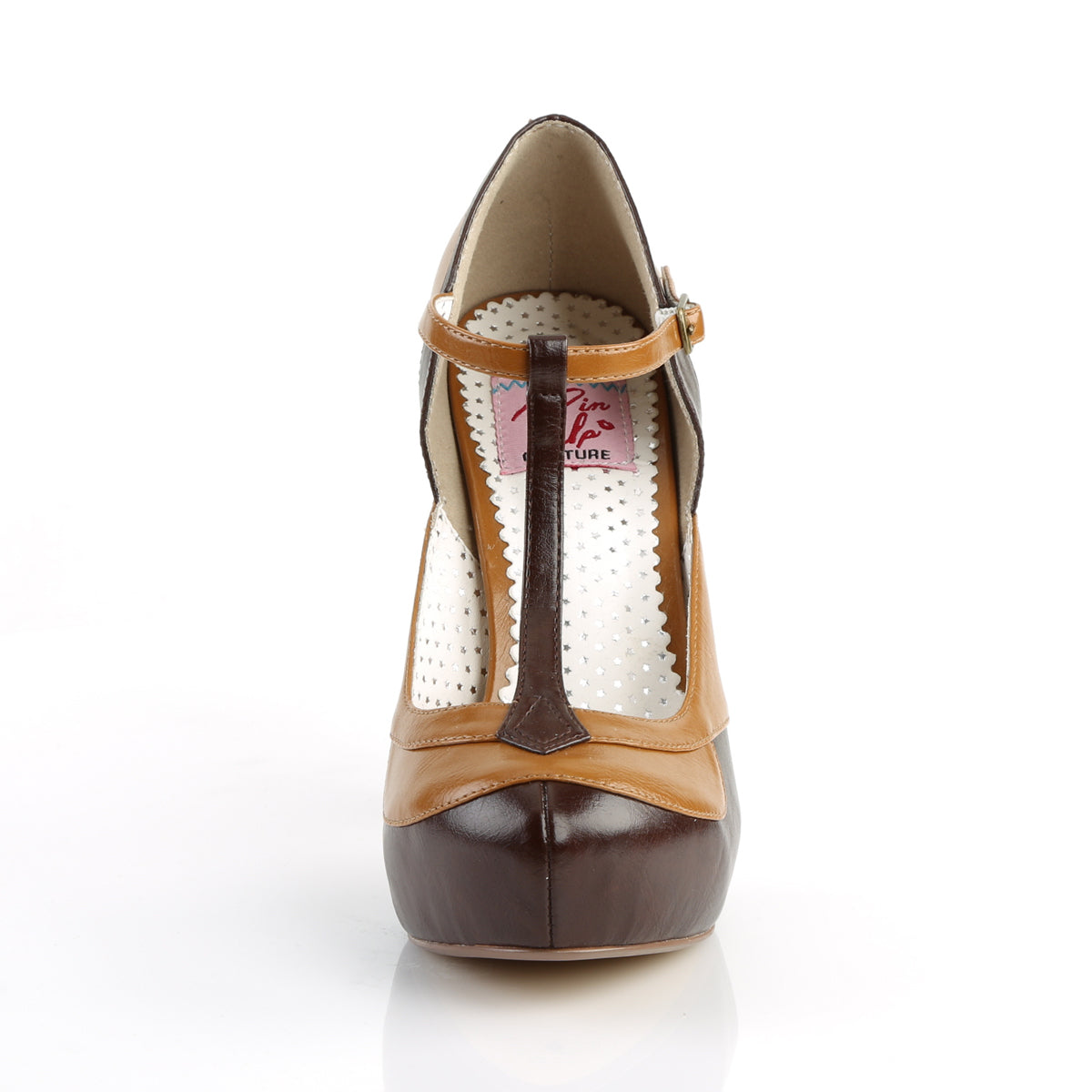 Pin Up Couture Pompes pour femmes BETTIE-29 cuir brun foncé-érable