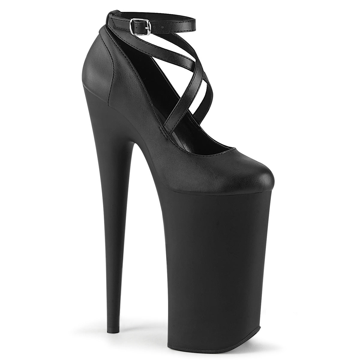 Pleaser Womens Sandals BEYOND-087 Blk Faux Leather/Blk Matte