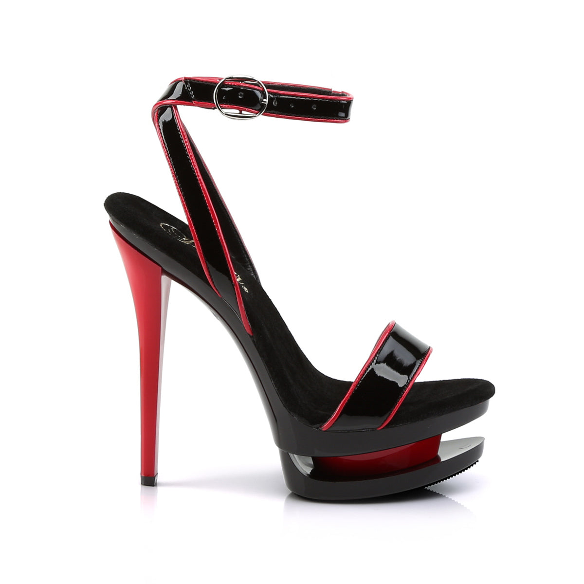 Pleaser Sandales pour femmes BLONDIE-631-2 BLK PAT / BLK-RED