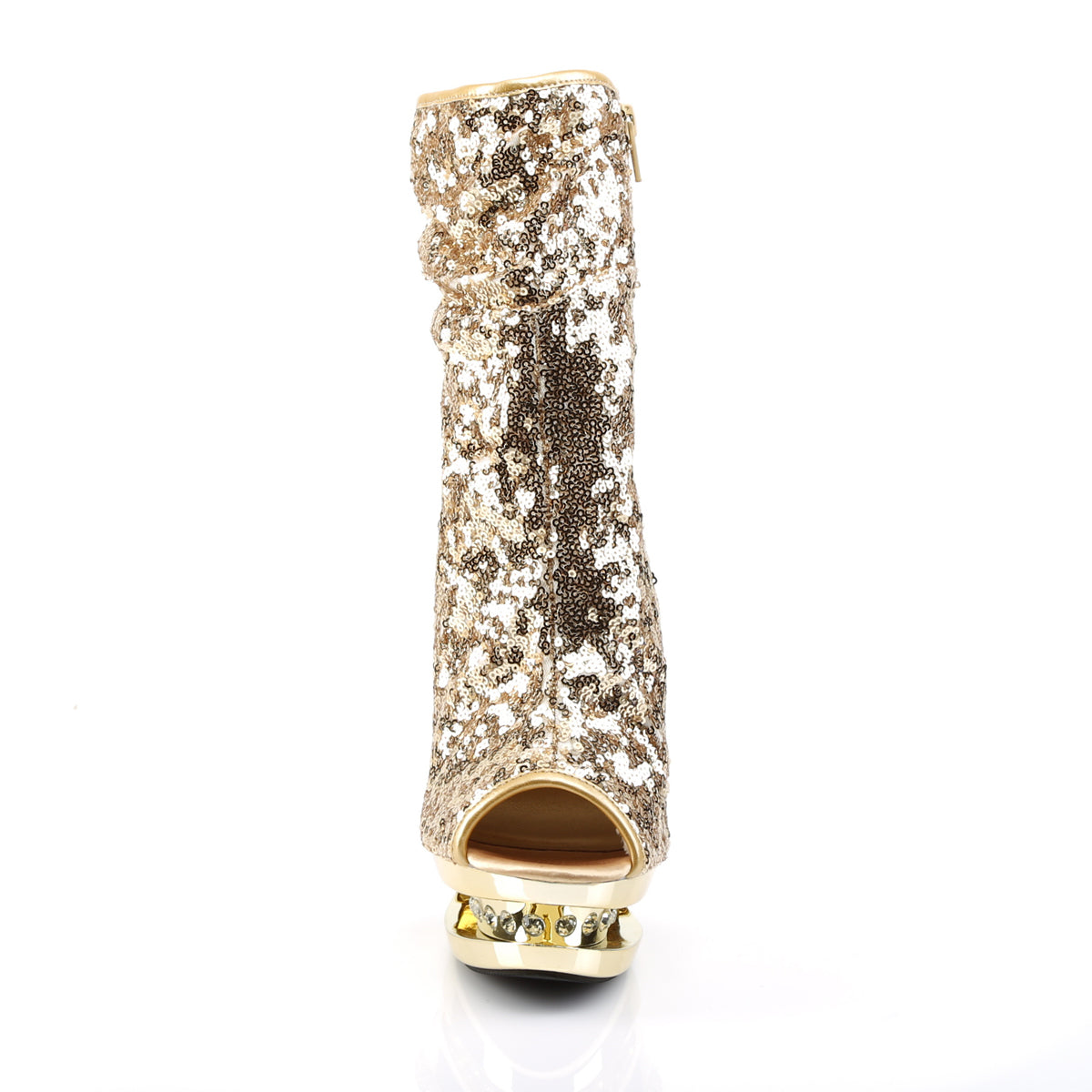Pleaser Bottines pour femmes BLONDIE-R-1008 paillettes d'or / chrome d'or