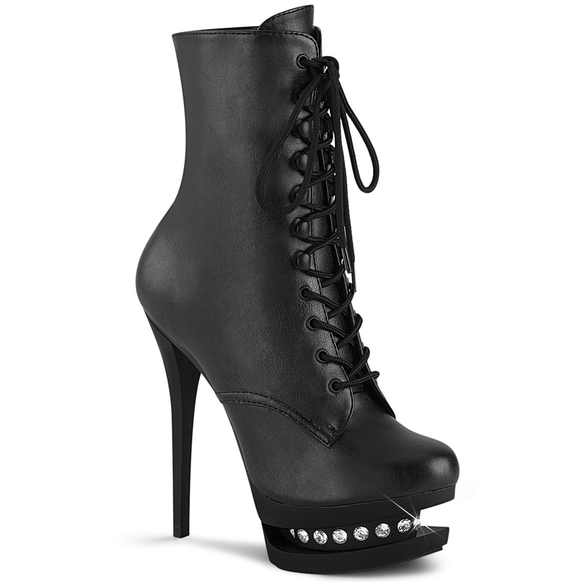 Pleaser Bottines pour femmes BLONDIE-R-1020 BLK FAUX CUIR / BLK MATTE