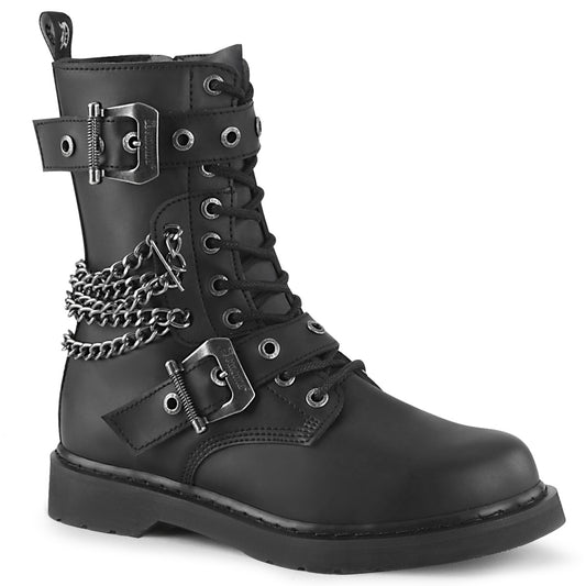 DemoniaCult Bottes pour hommes BOLT-250 Cuir végétalien BLK
