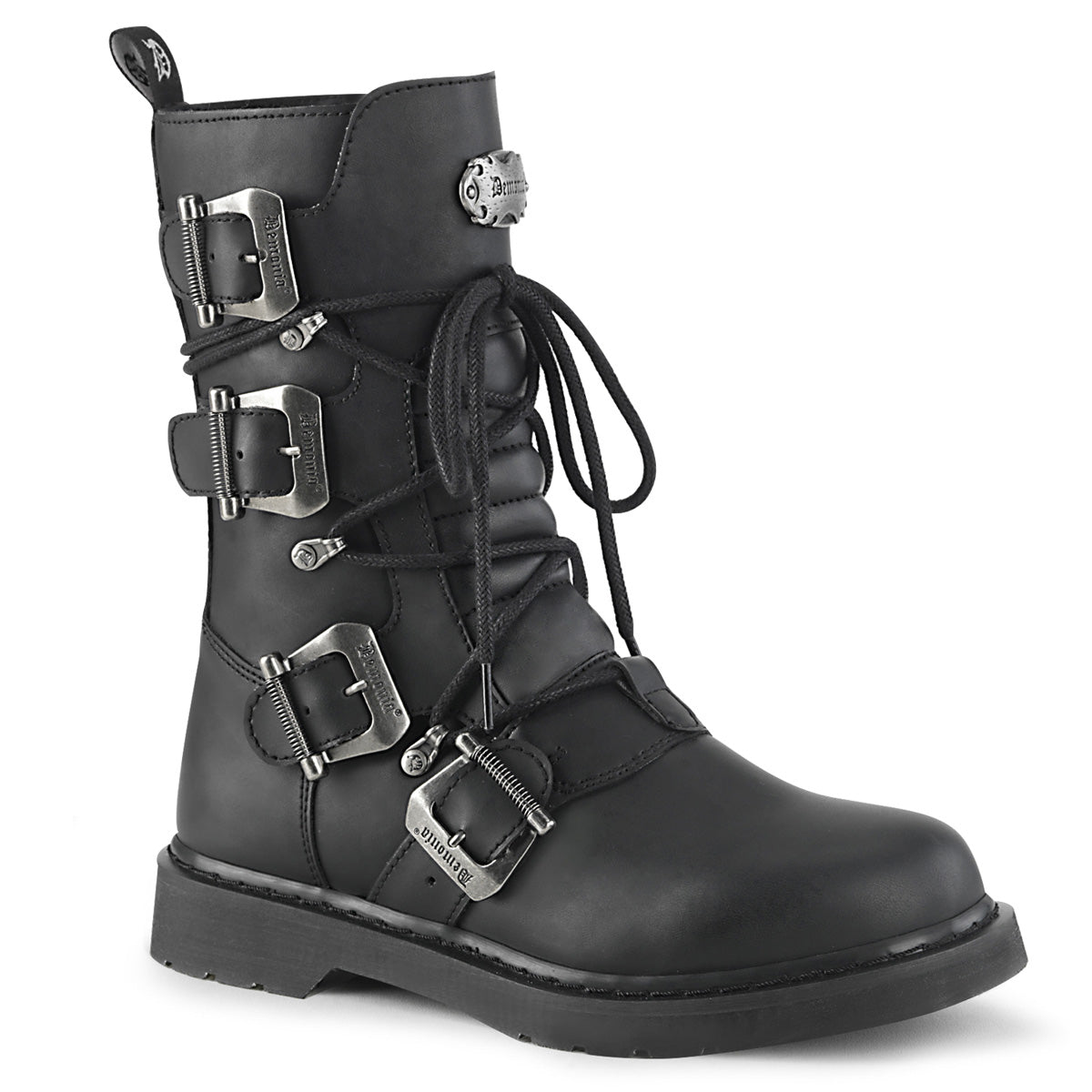 DemoniaCult Bottes pour hommes BOLT-265 Cuir végétalien BLK