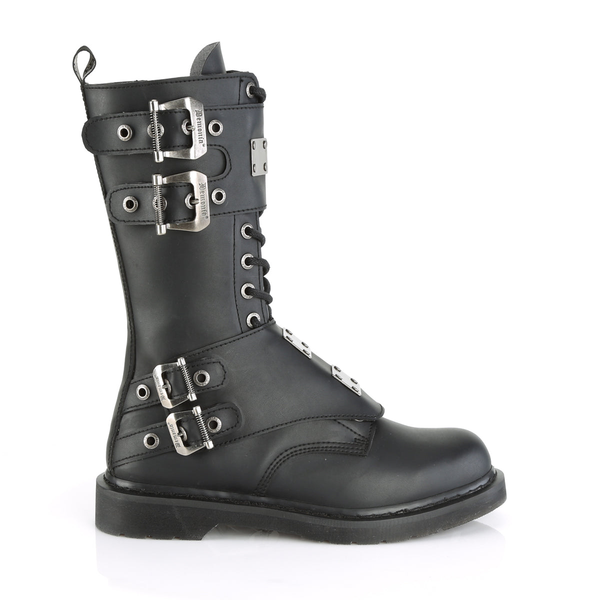 DemoniaCult Bottes pour hommes BOLT-345 Cuir végétalien BLK