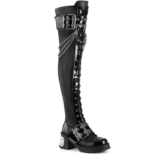 DemoniaCult  Bottes BRATTY-304 Cuir végétalien BLK Stretch