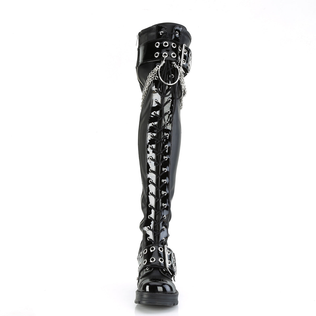 DemoniaCult Bottes BRATTY-304 Cuir végétalien BLK Stretch