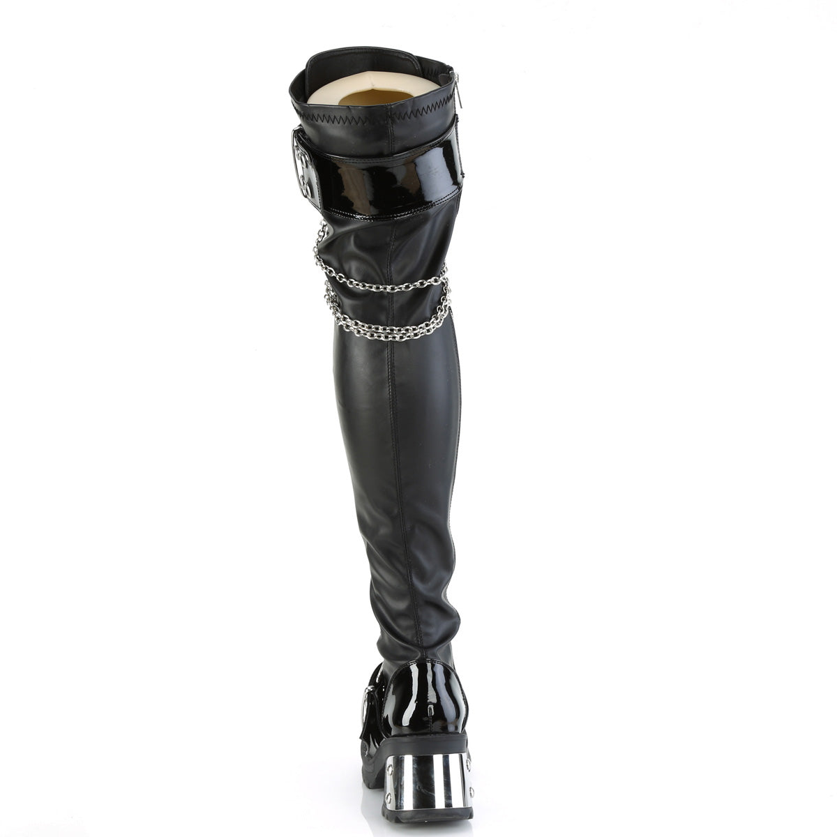 DemoniaCult Bottes BRATTY-304 Cuir végétalien BLK Stretch