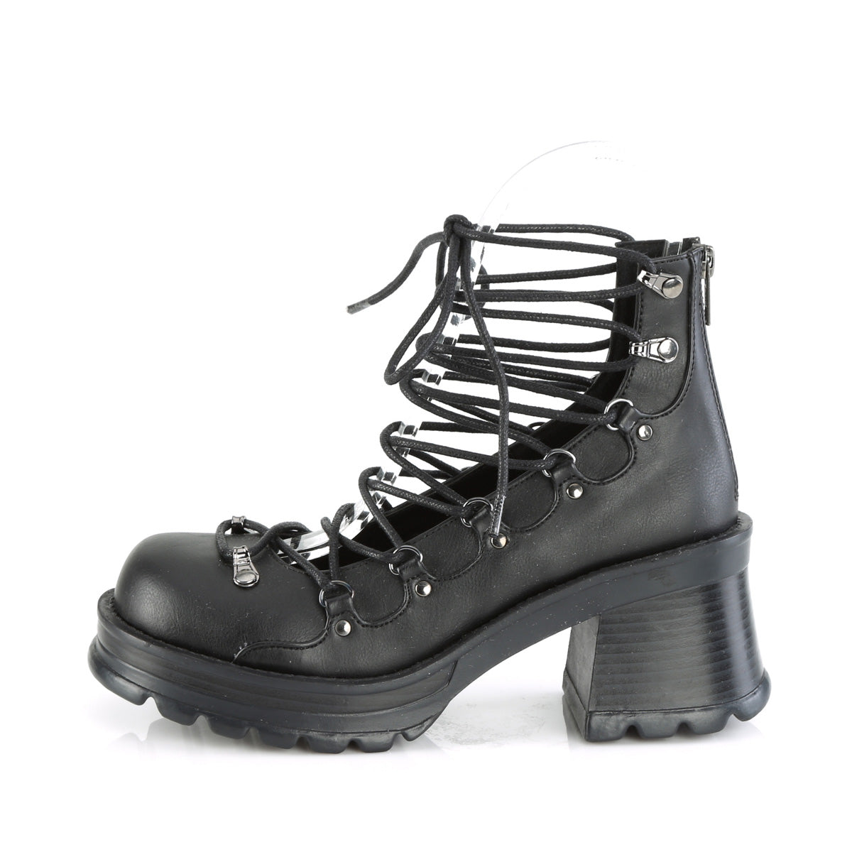 DemoniaCult Pompes BRATTY-32 Cuir végétalien BLK