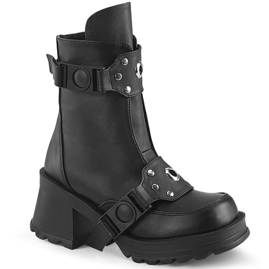 DemoniaCult  Bottines BRATTY-56 Cuir végétalien BLK