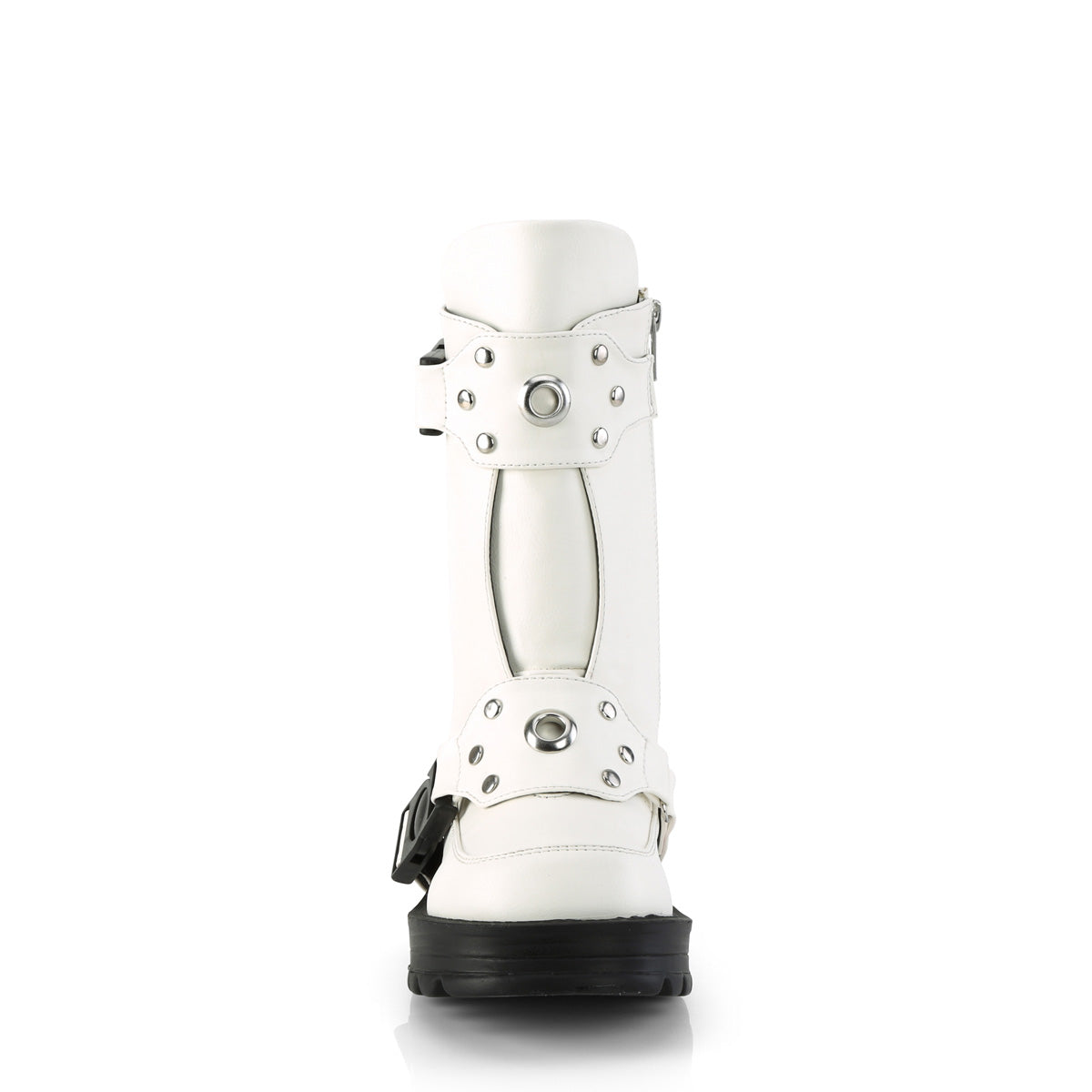 DemoniaCult Bottines BRATTY-56 Wht Vegan Leather